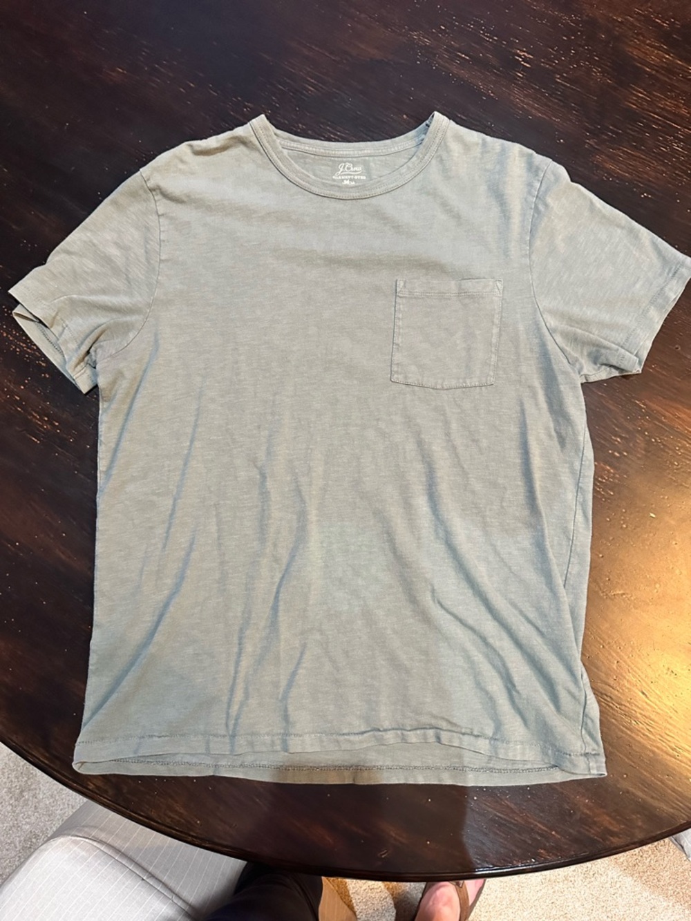J. Crew Men's Short Sleeve Pocket Tee in Faded Sage Blue